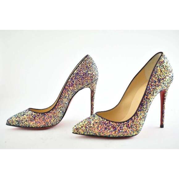 Christian Louboutin Pigalle Follies 100 Glitter Milkyway Blue Red Heel Pump 37 - Picture 10 of 12